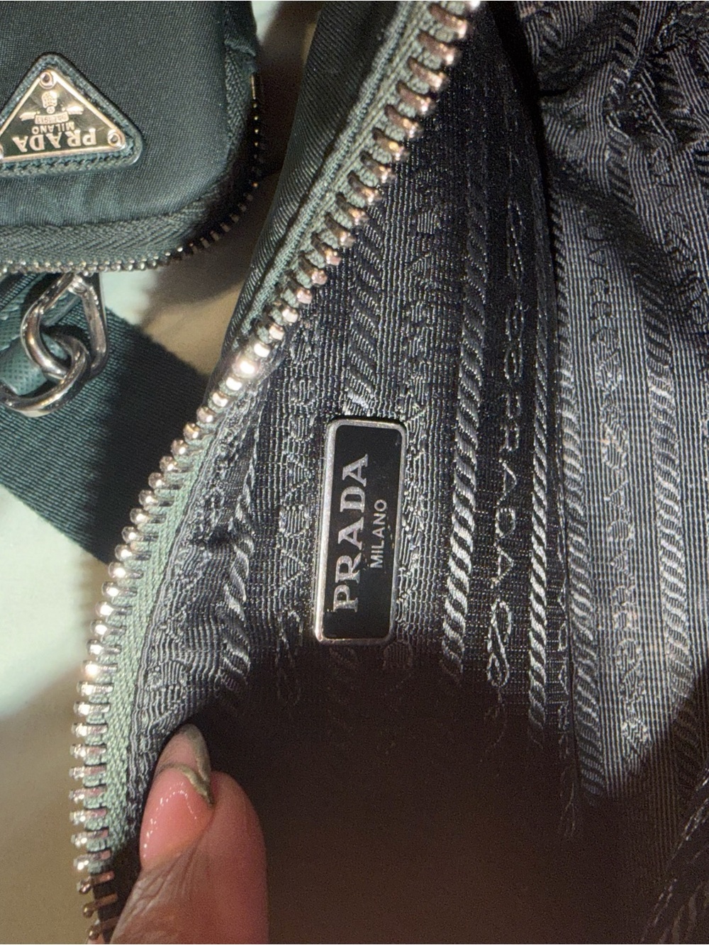 Prada Dark Green Nylon Crossbody with Silver Hardware - Picture 4 of 4